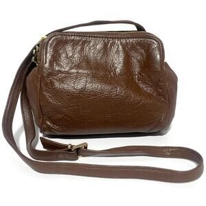 Liz Claiborne Brown Leather Crossbody Bag Shoulder Purse 9x10 LC Leather Company